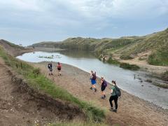 Setting off - we'd just been dropped off in Godrevy and now making our way down to the beach